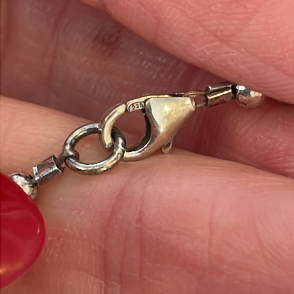 Sterling silver flip flop charm blue glass tube seed bead ankle bracelet - Picture 2 of 7